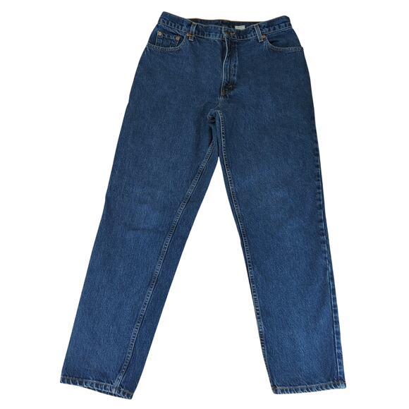 Vintage 90s Levi's 550 Relaxed Fit Tapered Leg Jeans Dark Rigid Denim Women's 14 - Picture 1 of 9